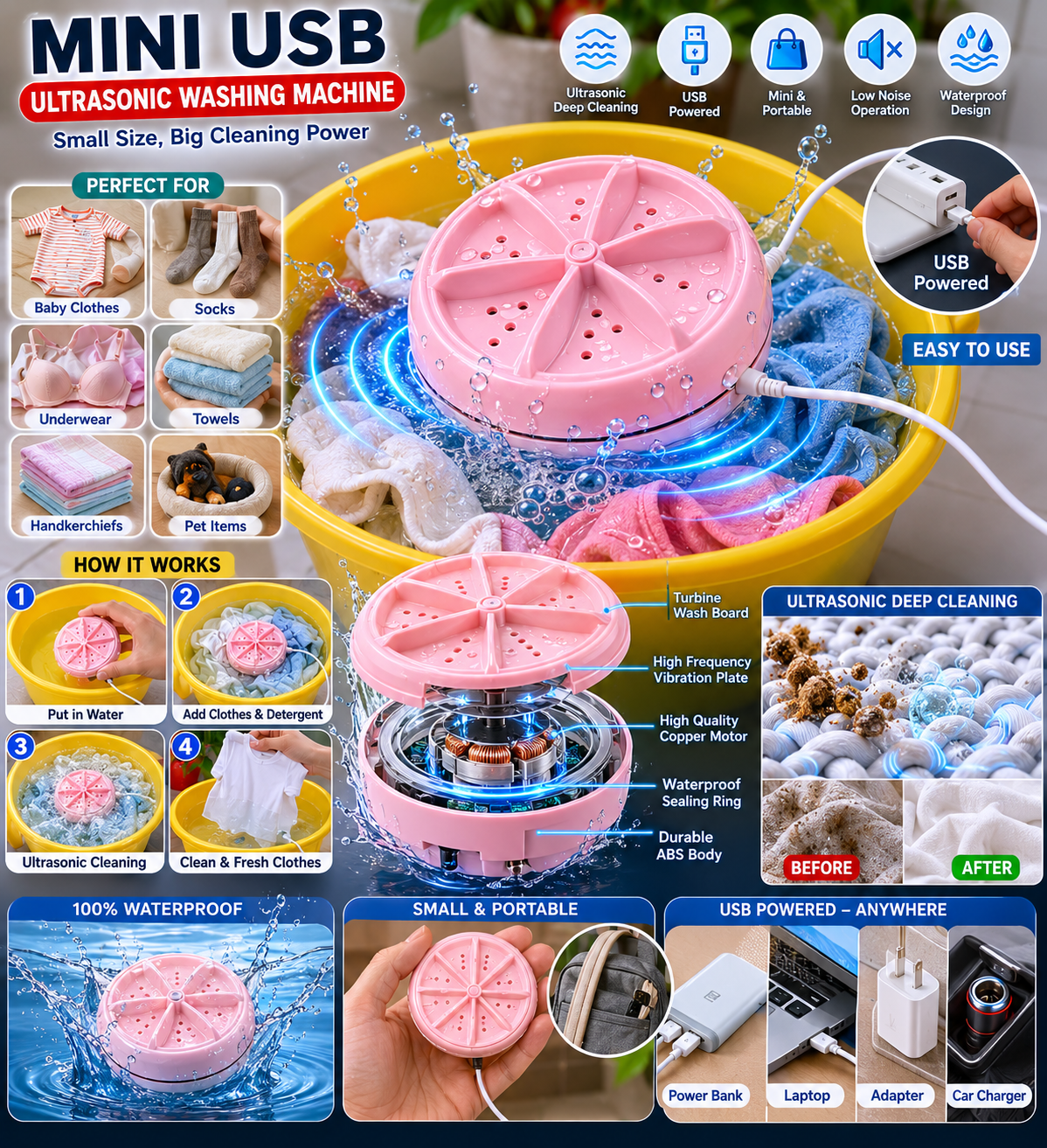 Washing Machine For Small Cloths 3 in 1